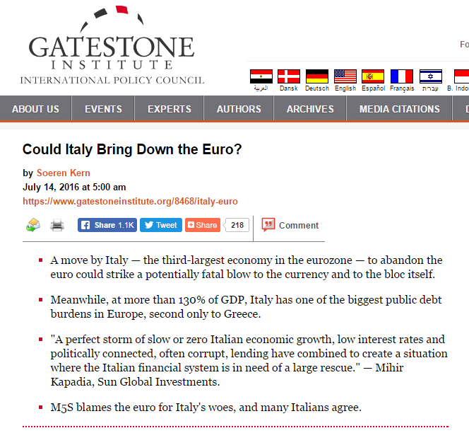 Could Italy Bring Down 1